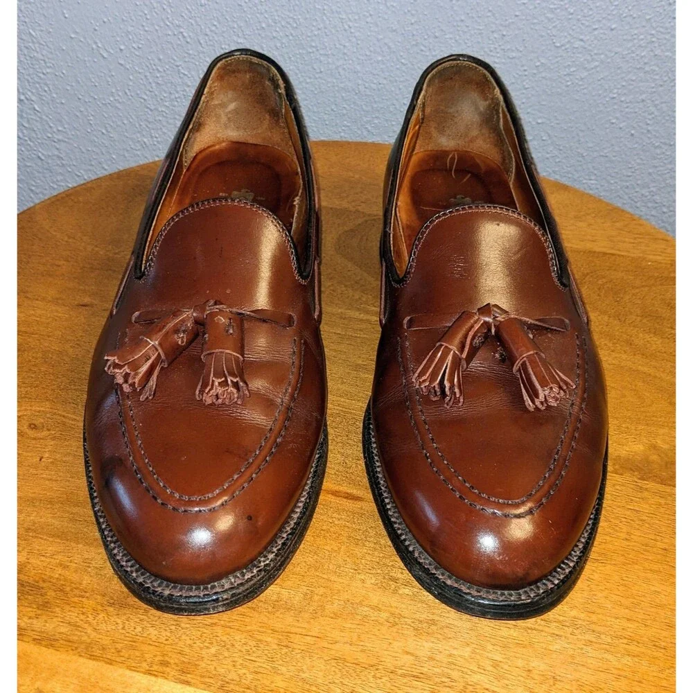 Alden New England Men's 8.5 B/D 560 Tassel Brown Loafers Calfskin Dress Shoes